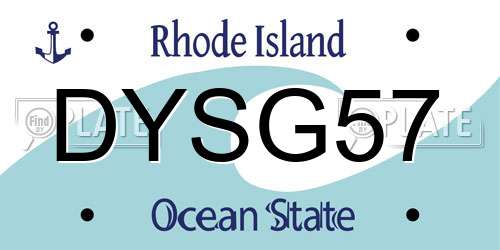 DYSG57 Rhode Island License Plate