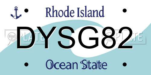 DYSG82 Rhode Island License Plate