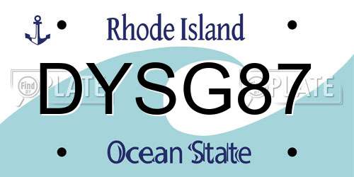 DYSG87 Rhode Island License Plate
