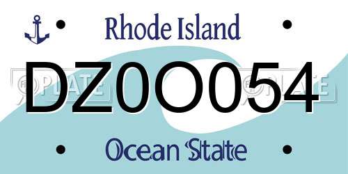 DZ0O054 Rhode Island License Plate