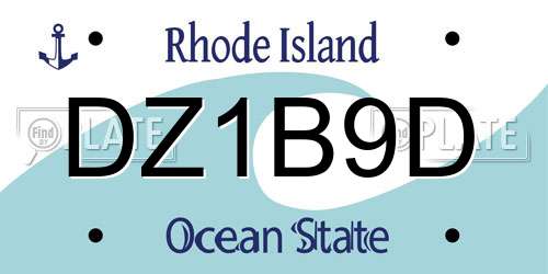 DZ1B9D Rhode Island License Plate