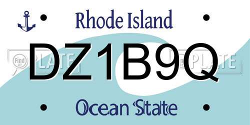 DZ1B9Q Rhode Island License Plate