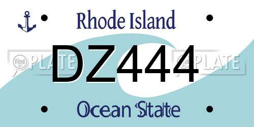 DZ444 Rhode Island License Plate