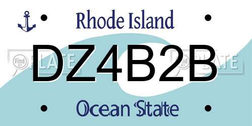 DZ4B2B Rhode Island License Plate