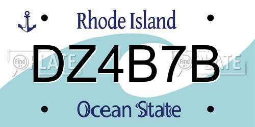 DZ4B7B Rhode Island License Plate