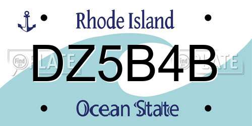 DZ5B4B Rhode Island License Plate