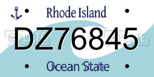 DZ76845 Rhode Island License Plate