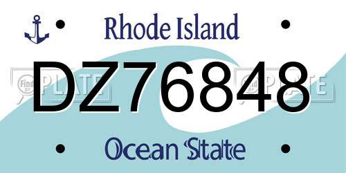 DZ76848 Rhode Island License Plate