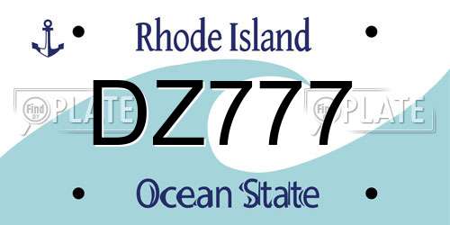 DZ777 Rhode Island License Plate
