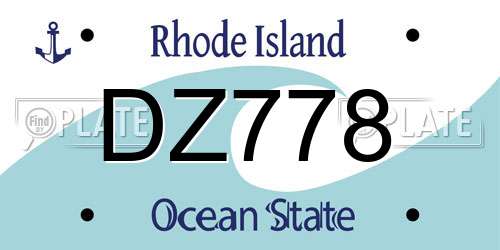 DZ778 Rhode Island License Plate