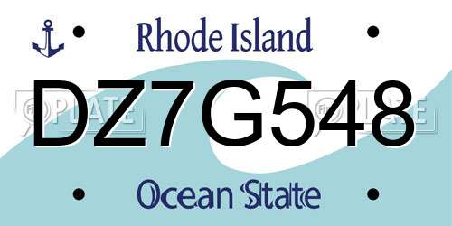 DZ7G548 Rhode Island License Plate
