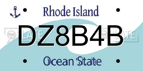 DZ8B4B Rhode Island License Plate