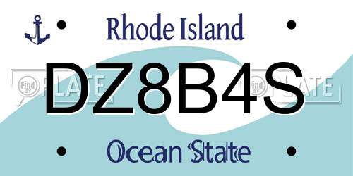 DZ8B4S Rhode Island License Plate