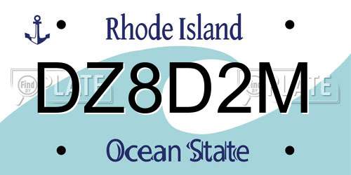 DZ8D2M Rhode Island License Plate
