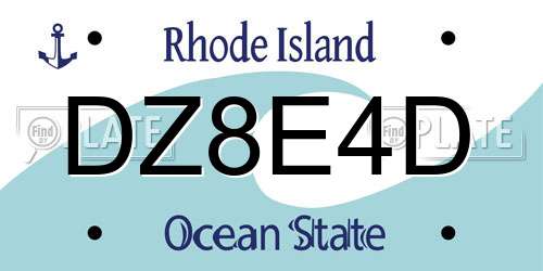 DZ8E4D Rhode Island License Plate