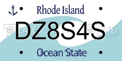 DZ8S4S Rhode Island License Plate