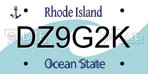 DZ9G2K Rhode Island License Plate