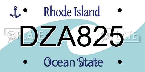 DZA825 Rhode Island License Plate