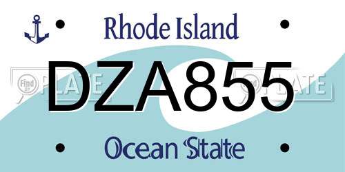 DZA855 Rhode Island License Plate