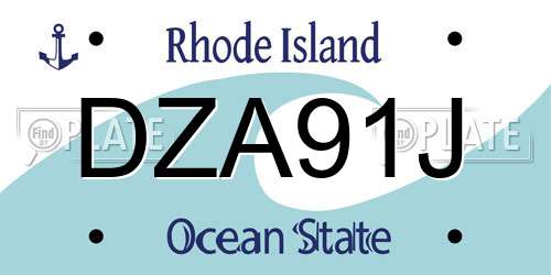 DZA91J Rhode Island License Plate