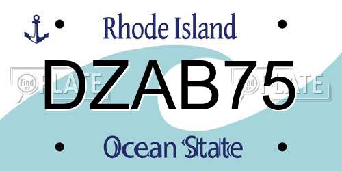 DZAB75 Rhode Island License Plate