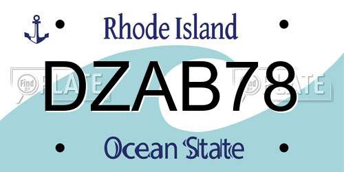 DZAB78 Rhode Island License Plate