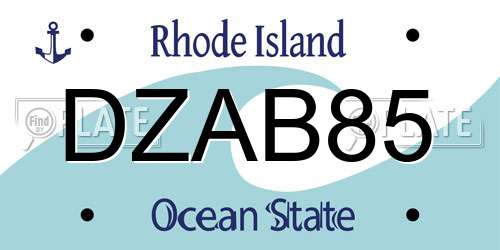 DZAB85 Rhode Island License Plate
