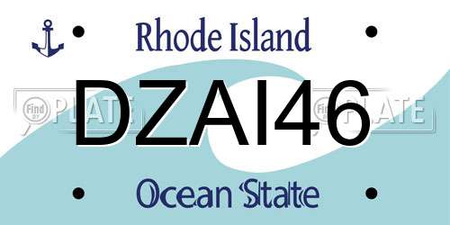 DZAI46 Rhode Island License Plate