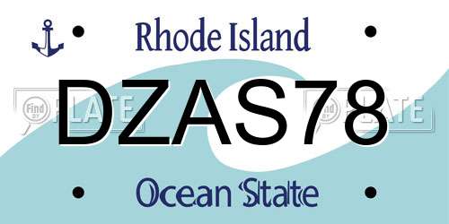 DZAS78 Rhode Island License Plate
