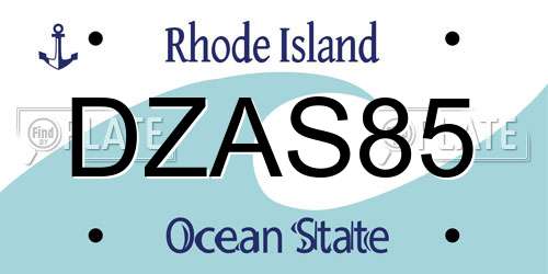 DZAS85 Rhode Island License Plate