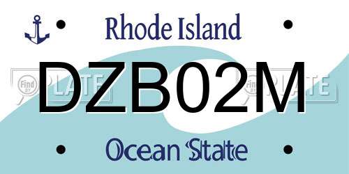 DZB02M Rhode Island License Plate