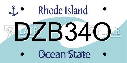 DZB34O Rhode Island License Plate