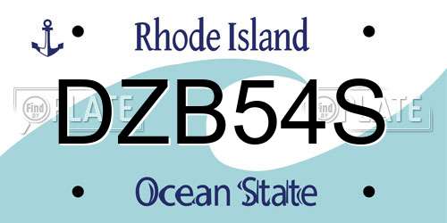 DZB54S Rhode Island License Plate