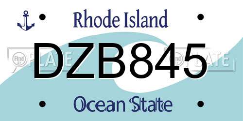 DZB845 Rhode Island License Plate