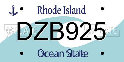 DZB925 Rhode Island License Plate