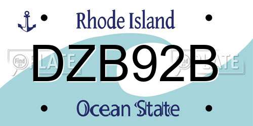 DZB92B Rhode Island License Plate