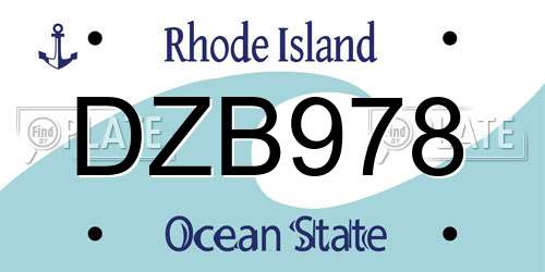 DZB978 Rhode Island License Plate