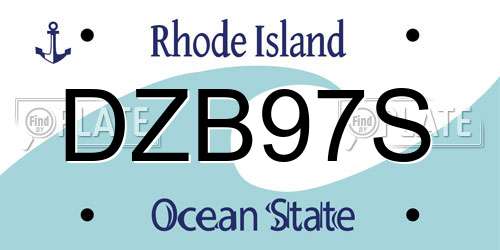 DZB97S Rhode Island License Plate
