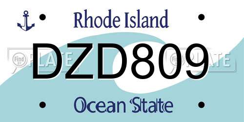 DZD809 Rhode Island License Plate