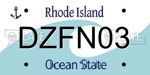 DZFN03 Rhode Island License Plate