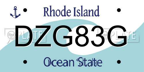 DZG83G Rhode Island License Plate
