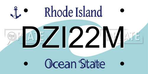 DZI22M Rhode Island License Plate