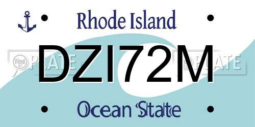 DZI72M Rhode Island License Plate