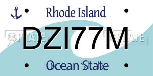 DZI77M Rhode Island License Plate