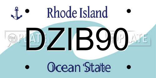 DZIB90 Rhode Island License Plate