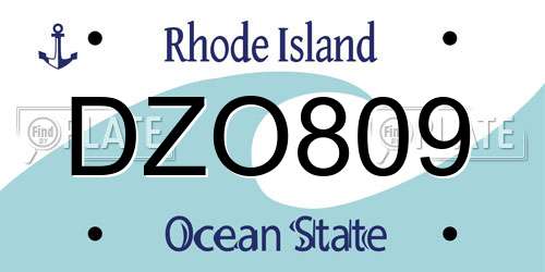 DZO809 Rhode Island License Plate
