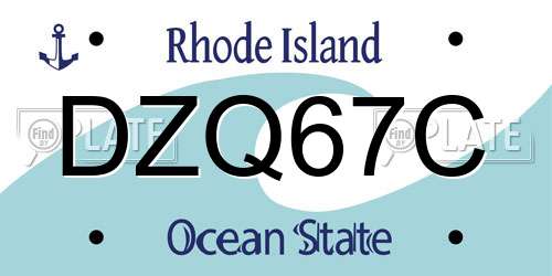DZQ67C Rhode Island License Plate