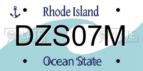 DZS07M Rhode Island License Plate