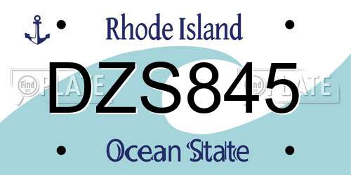 DZS845 Rhode Island License Plate