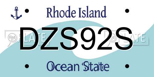 DZS92S Rhode Island License Plate